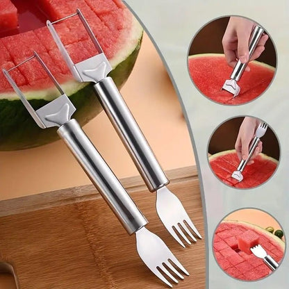 Watermelon Fork Cutter Slicer Tool, 2-in-1 Stainless Steel Fruit Cutter (Pack of 1)
