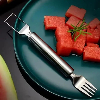 Watermelon Fork Cutter Slicer Tool, 2-in-1 Stainless Steel Fruit Cutter (Pack of 1)